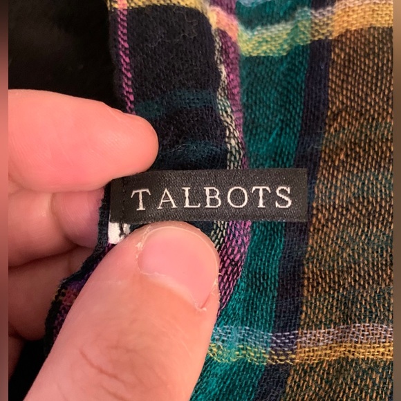 Talbots - Multicolour Plaid Woven Scarf With Fringe - Picture 2 of 4
